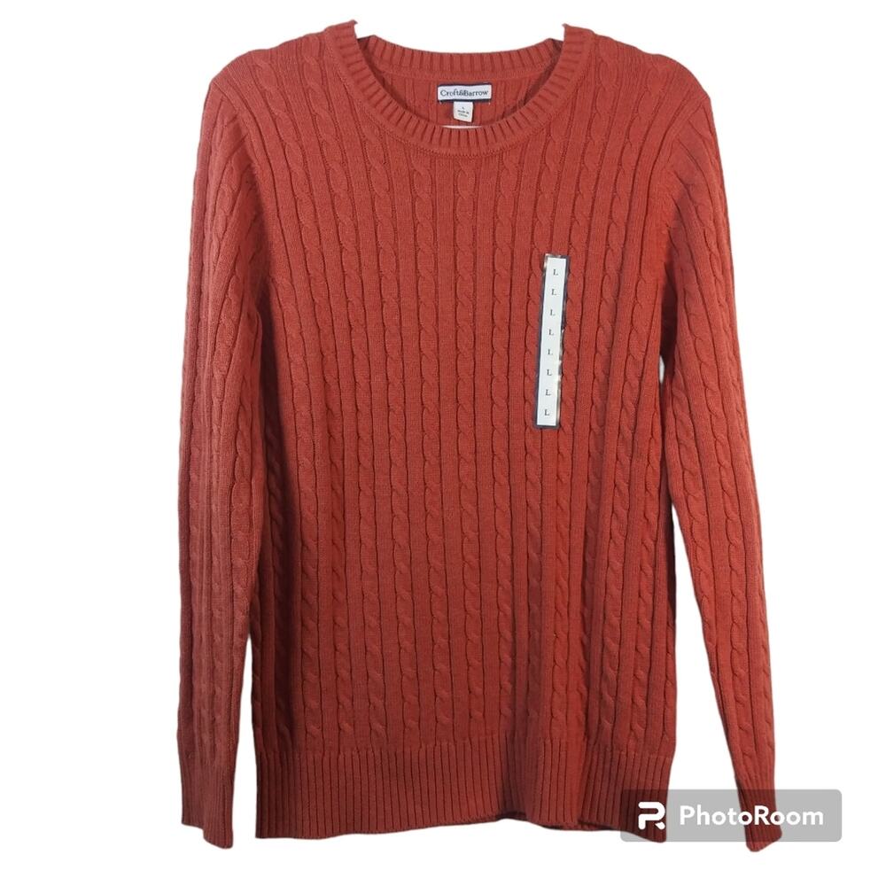 Croft & Barrow Crew Neck Pumpkin Spice Cable Knit Sweater Size L
